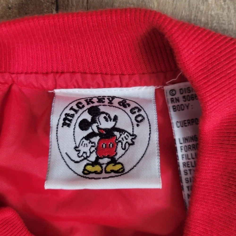 Disney Mickey Mouse Red Bomber Sequin‎ Jacket Girl Youth Large Retro Vintage